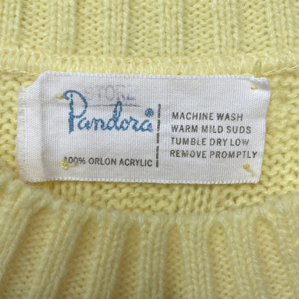 Pandora Lemon Yellow Fisherman Cable Knit Vintage‎ Sweater Chunky Preppy Cozy M - Picture 2 of 10